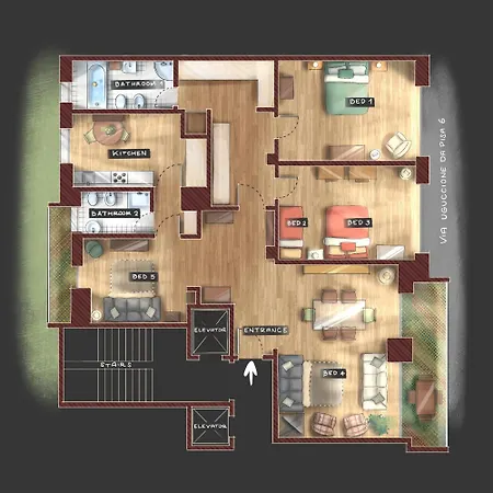 Apartmán Luminous Stylish Quiet 150m2, Tre Torri